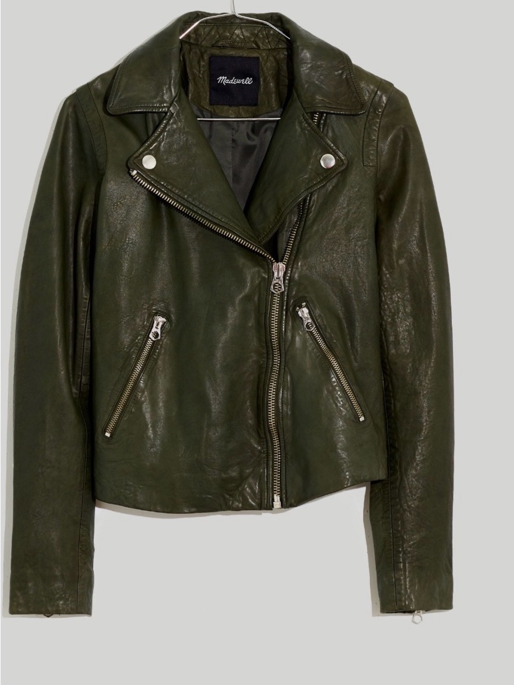 Madewell The Washed Leather / Dark Forest Green / Motorcyle Jacket
